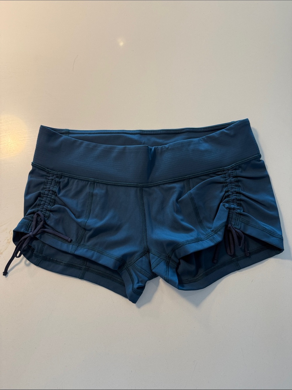 Lululemon Vintage Ruched Side Blue Workout Shorts